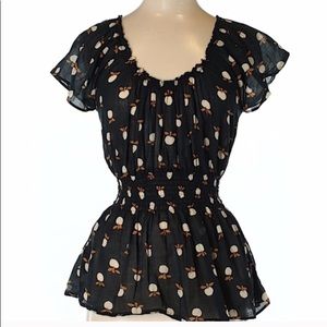 Anthropologie Apple Print Smock Top